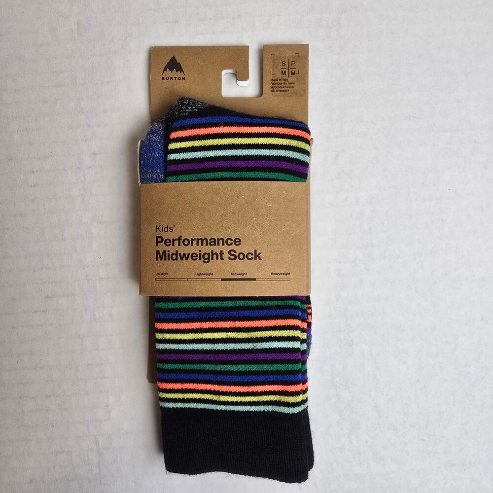 Burton Kids Sz S/M (13-1) Performance Midweight Merino Wool Socks Mini Stripe